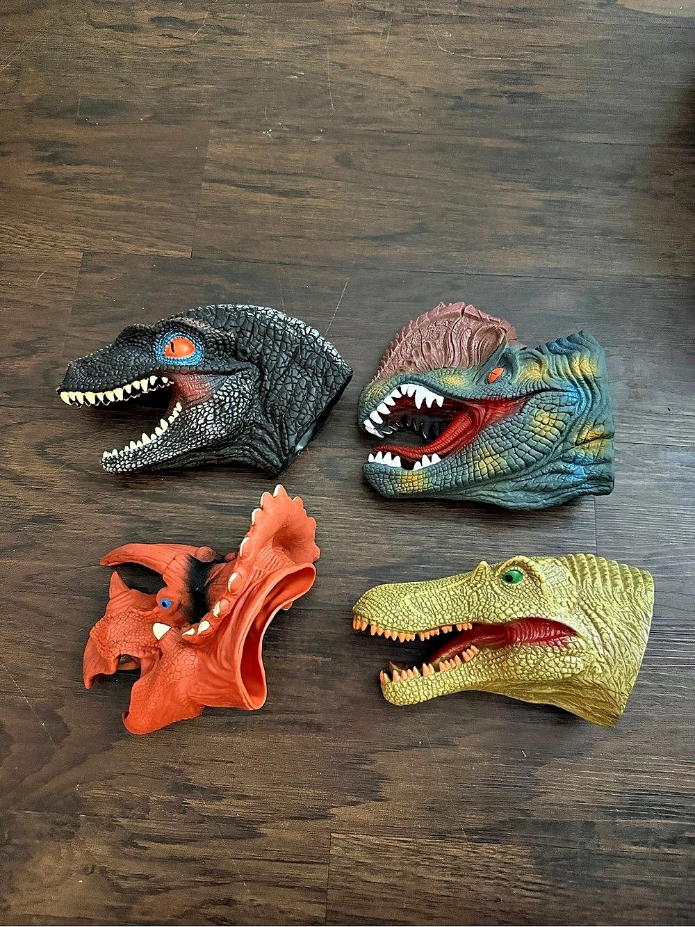 5 Lot Dinosaur Hand Puppets Rubber Dinosaur Head Puppet Realistic-barely Used